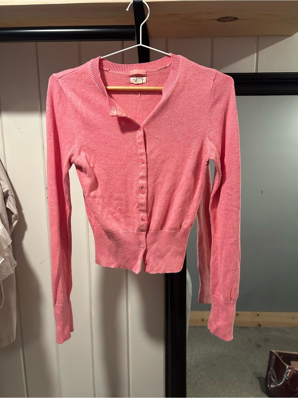 Vintage American Eagle Outfitters Wool/Cotton Pink Button-Front Cardigan